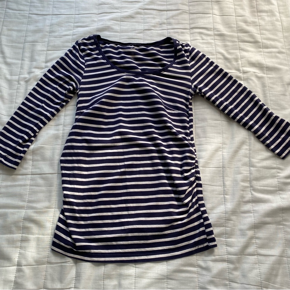 Navy & White Striped Women’s Scoop Neck Top